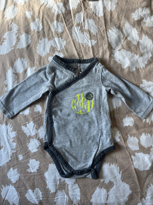 Body manches longues gris chiné « baby connected » - 1 mois