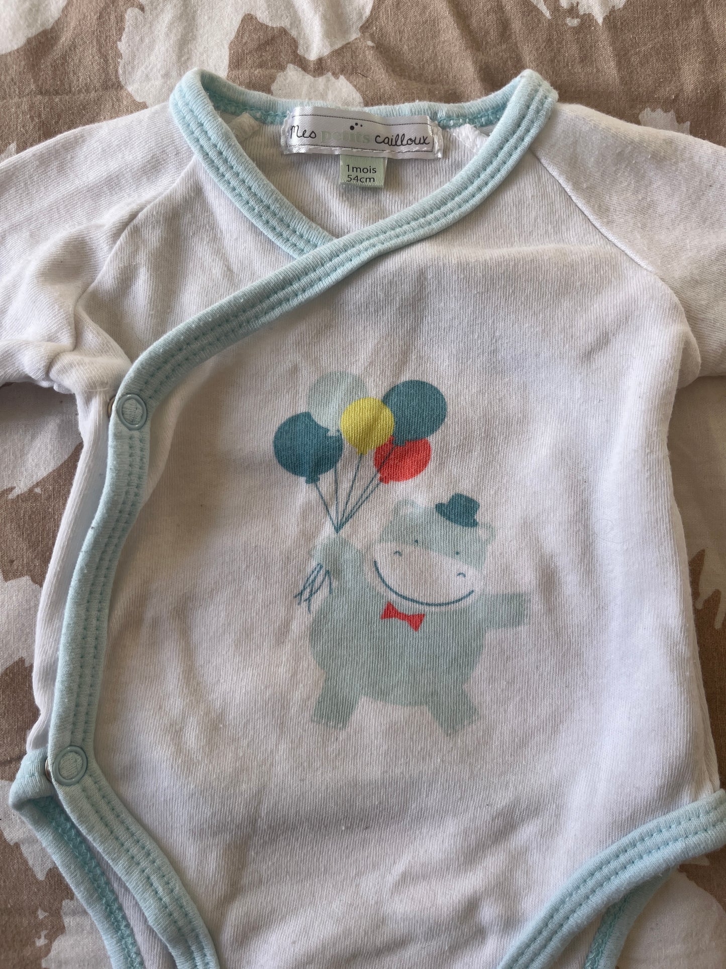 Body manches longues hippopotame - 1 mois