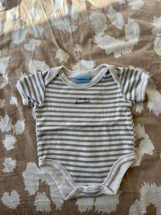 Body manches courtes rayures grises - 0/3 mois