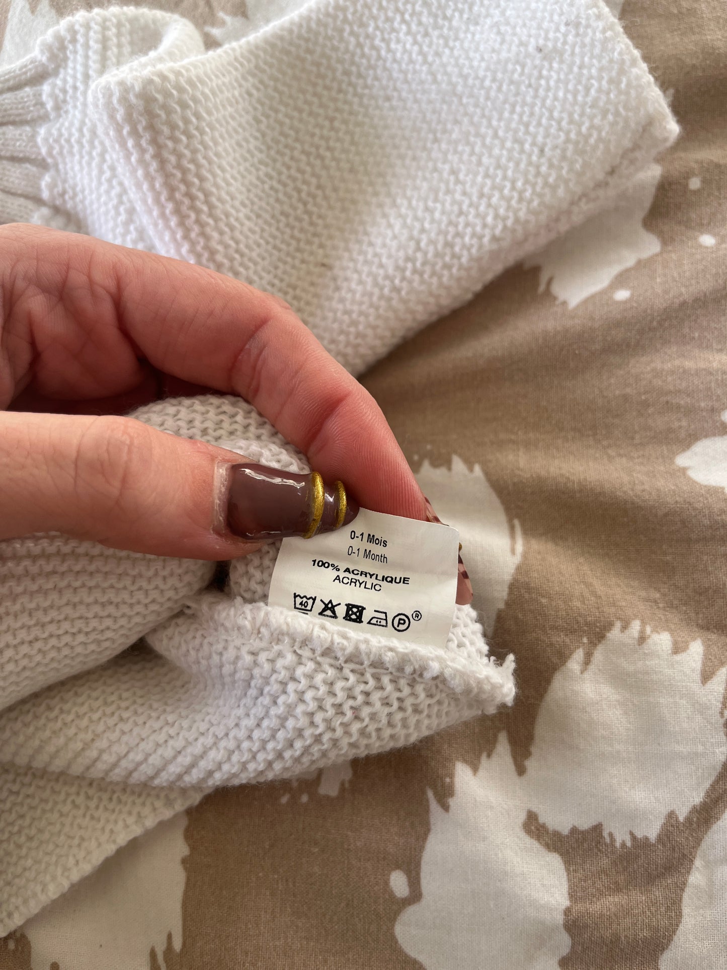 Brassière en tricot blanc - 0/1 mois