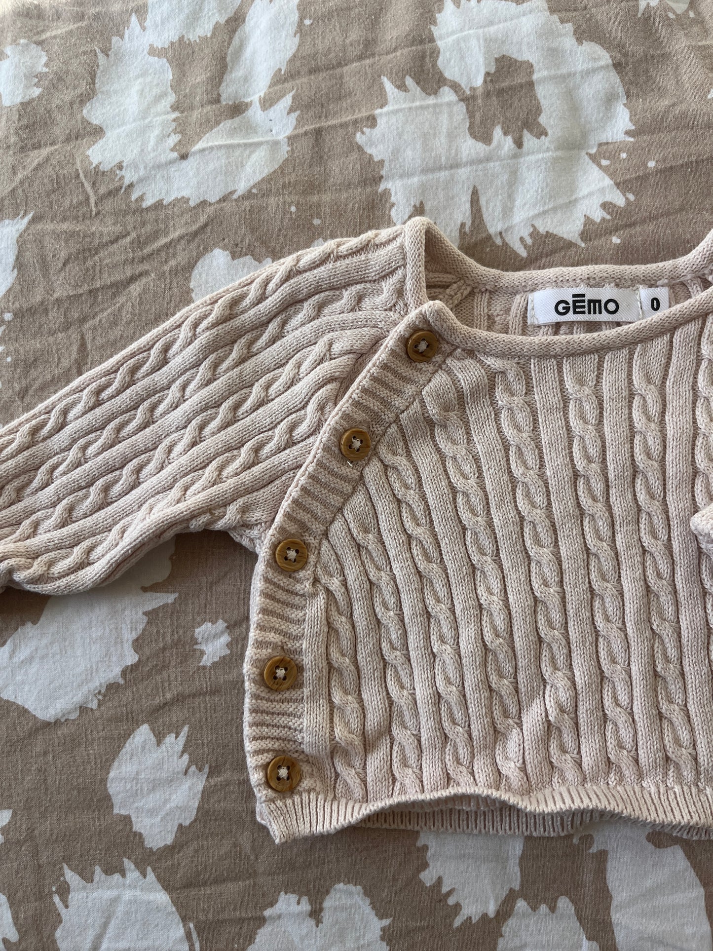 Gilet brassière en maille beige - 0 mois