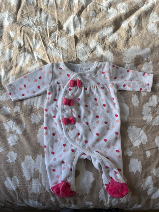 Pyjama en velours avec nœuds en relief - naissance