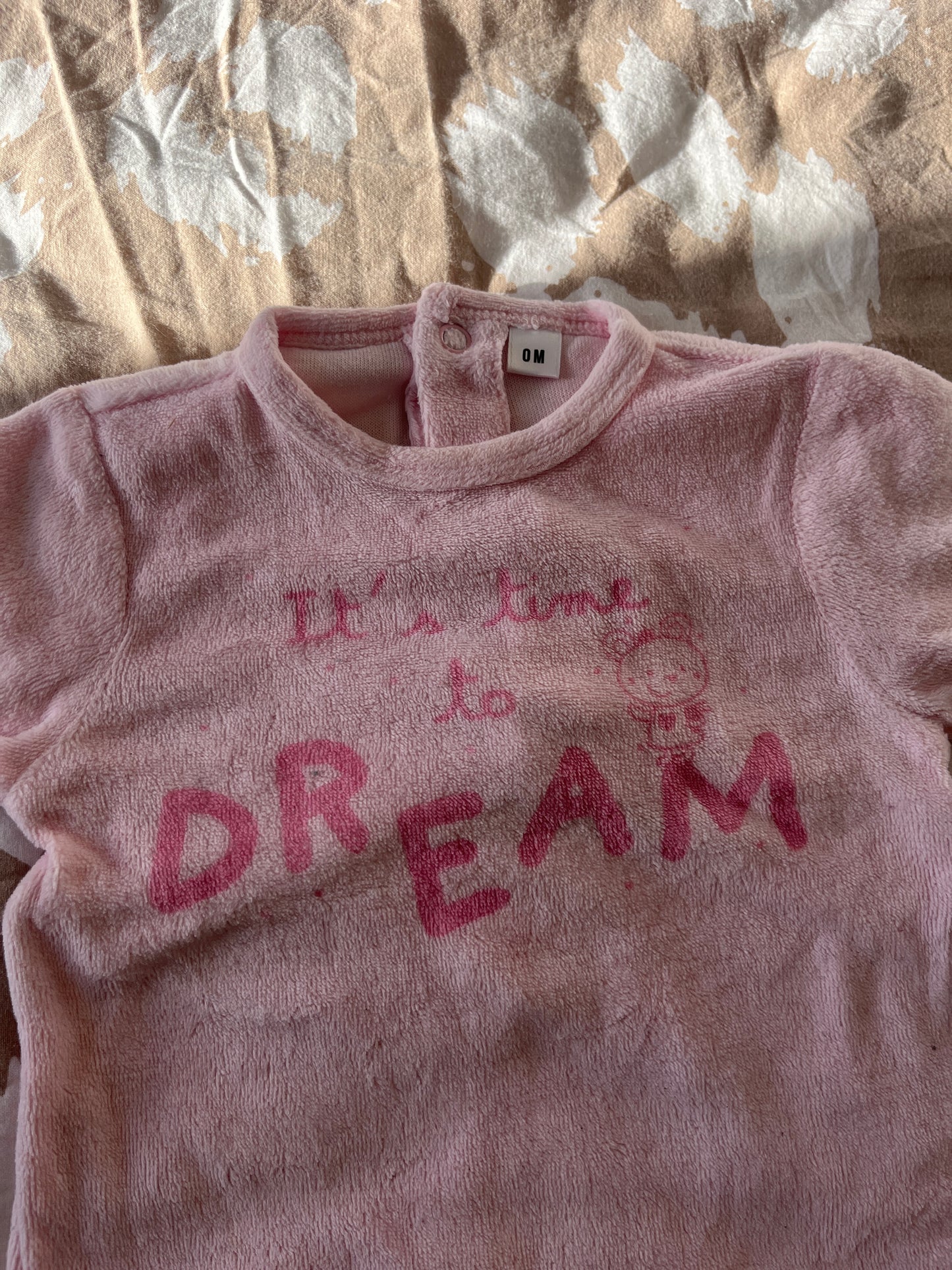 Pyjama en velours rose « it’s time to dream » - 0 mois