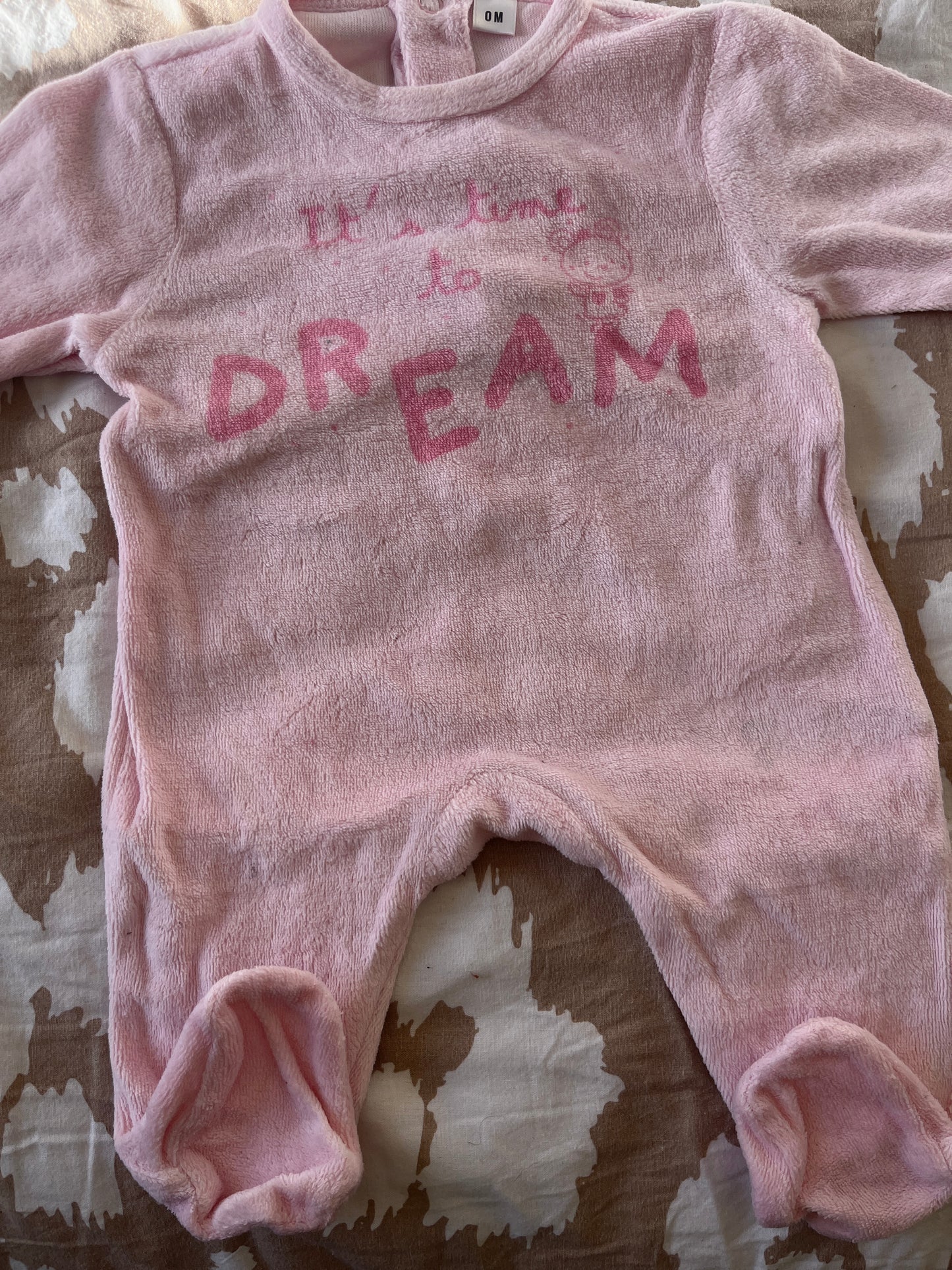Pyjama en velours rose « it’s time to dream » - 0 mois