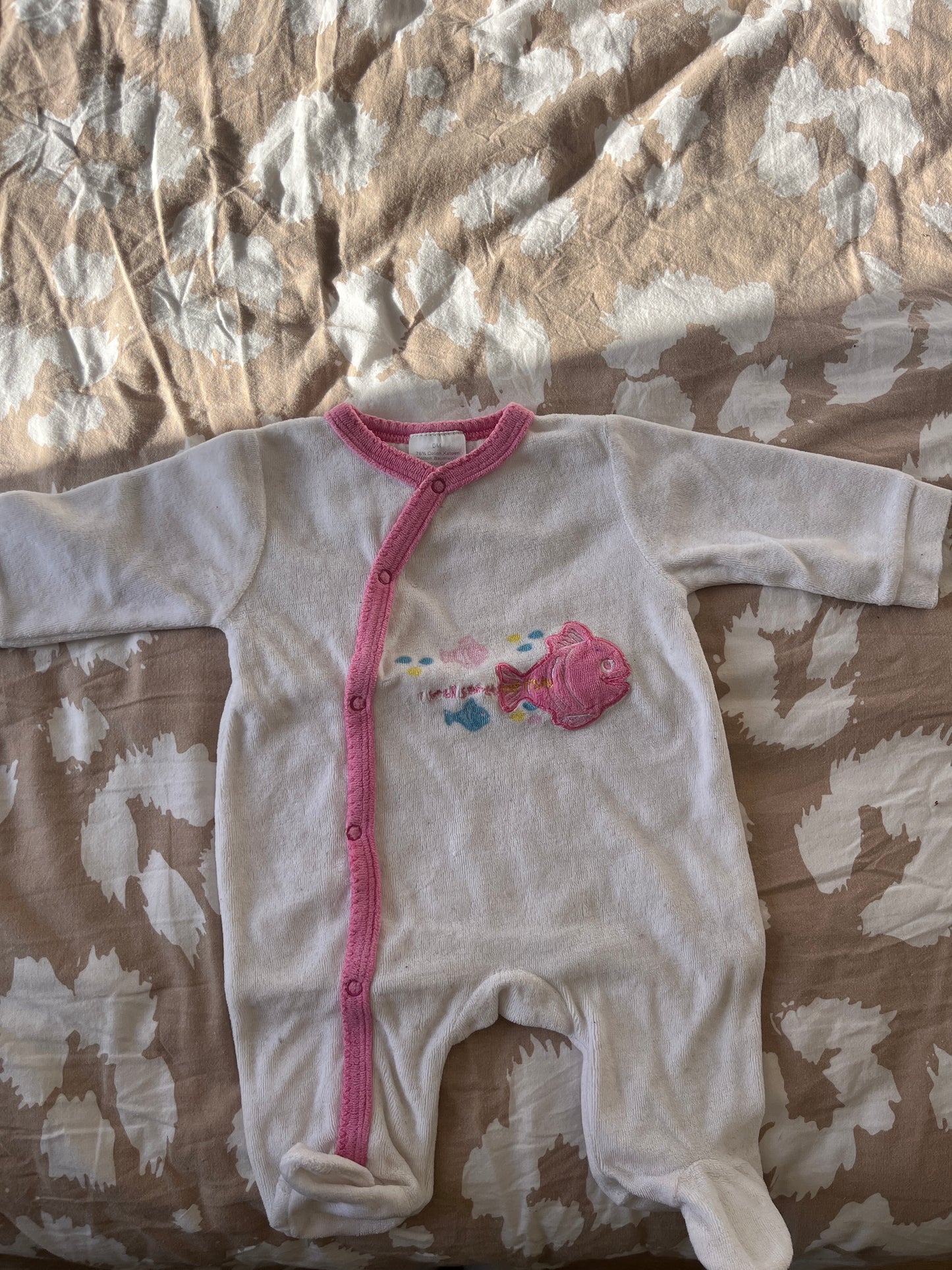 Pyjama en velours motifs poissons - 0 mois