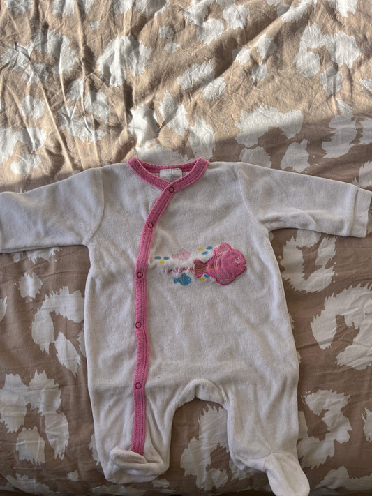 Pyjama en velours motifs poissons - 0 mois