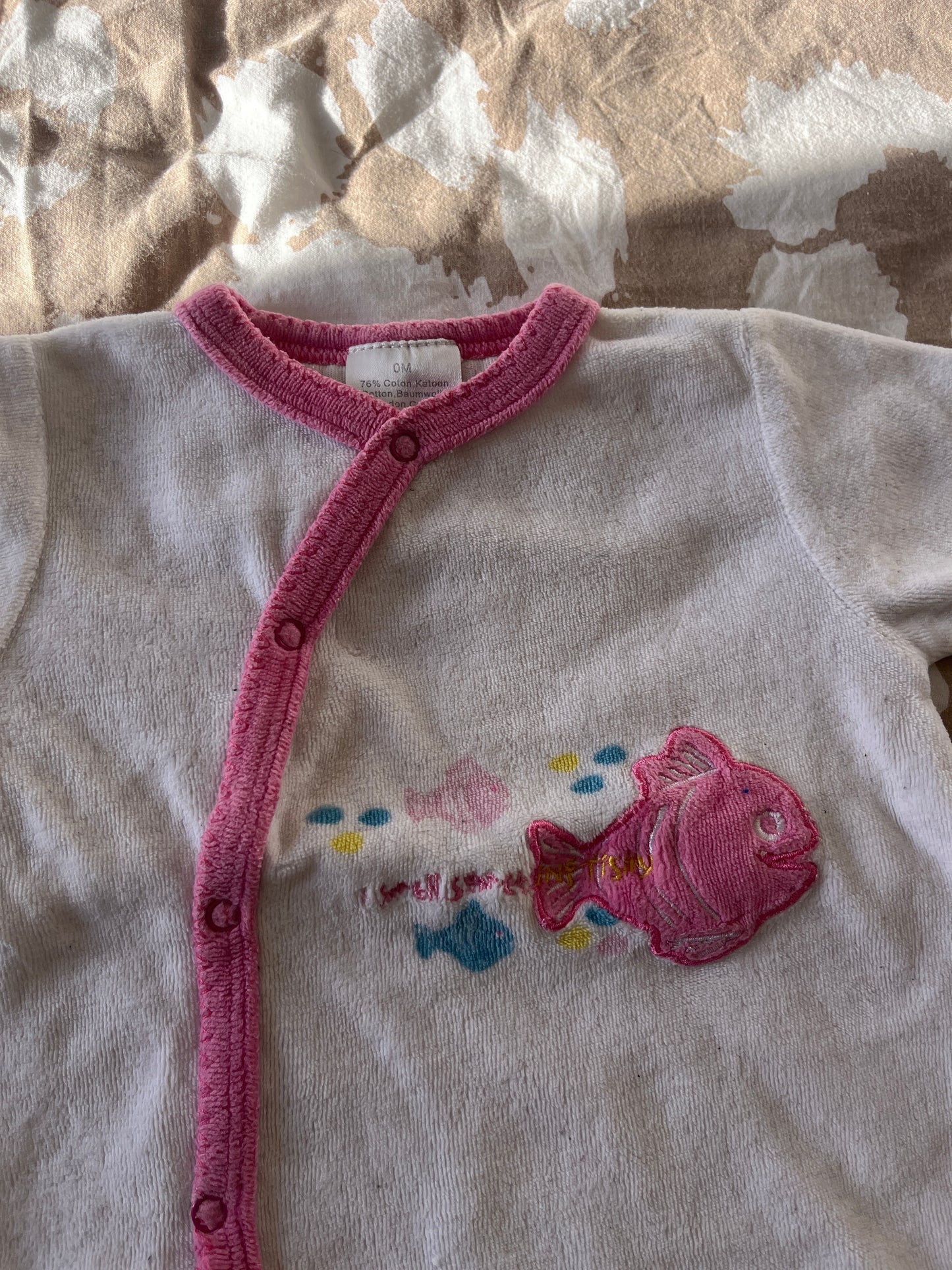 Pyjama en velours motifs poissons - 0 mois