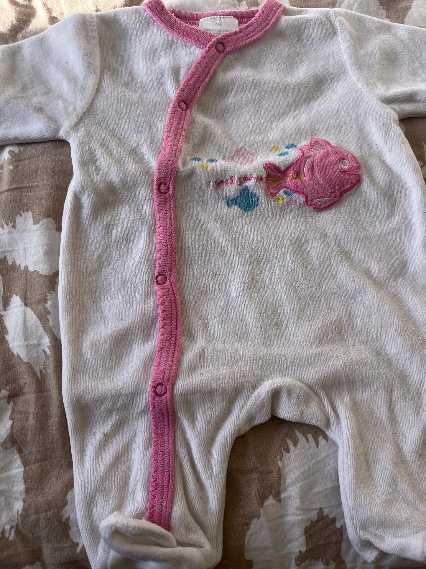 Pyjama en velours motifs poissons - 0 mois