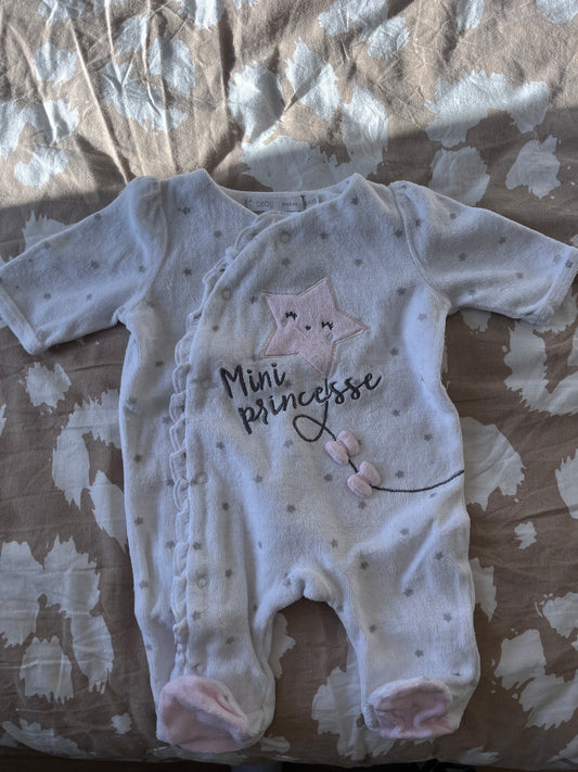 Pyjama en velours « Mini Princesse » - 0 mois