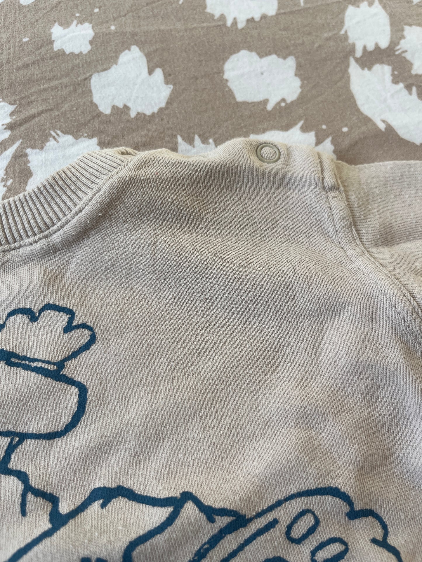 Pull à manches longues beige avec chien sur un skate (oversize) - 3 mois