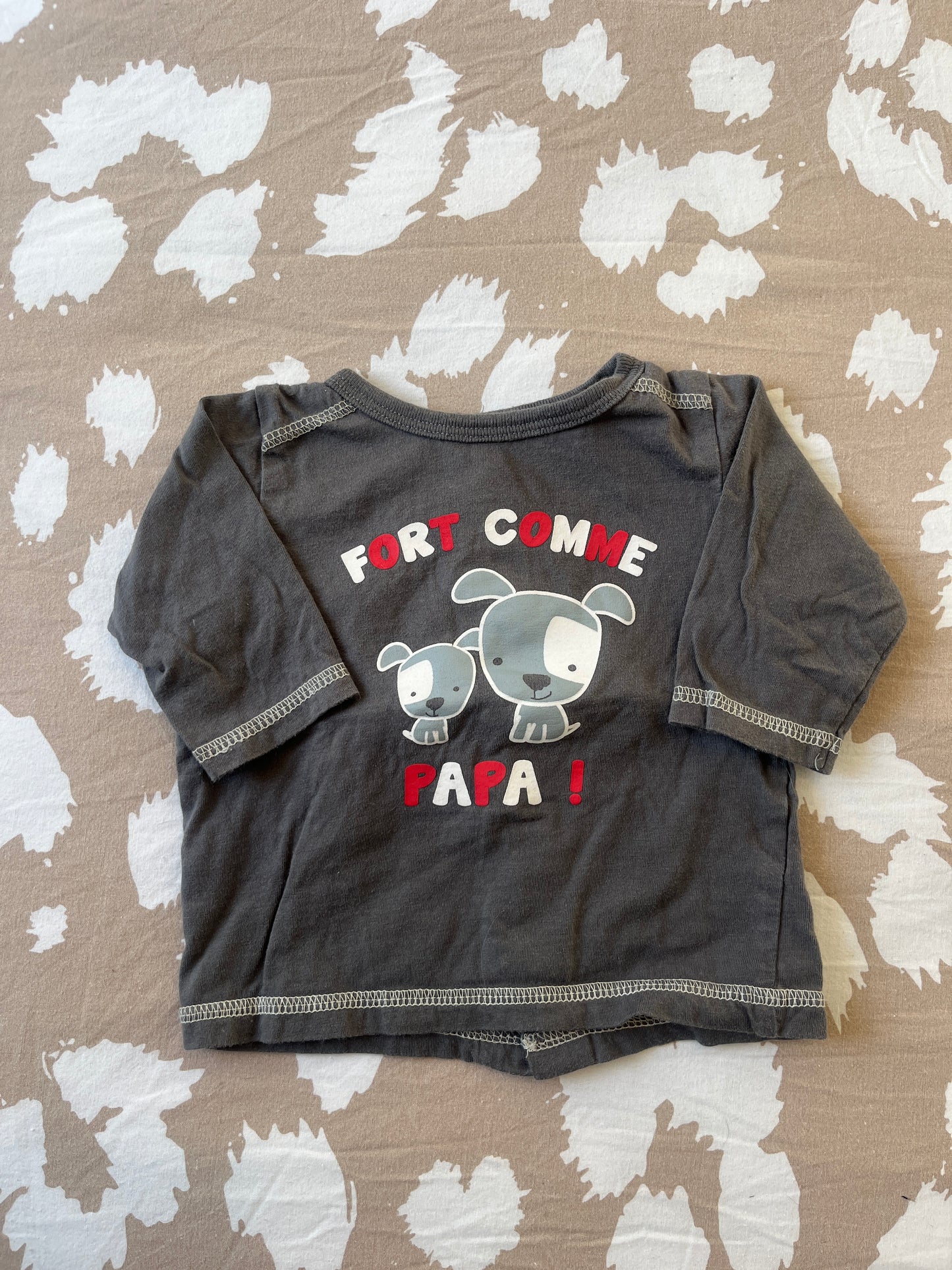 T-shirt à manches longues avec chiens « fort comme papa ! » - 3 mois