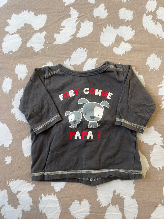 T-shirt à manches longues avec chiens « fort comme papa ! » - 3 mois