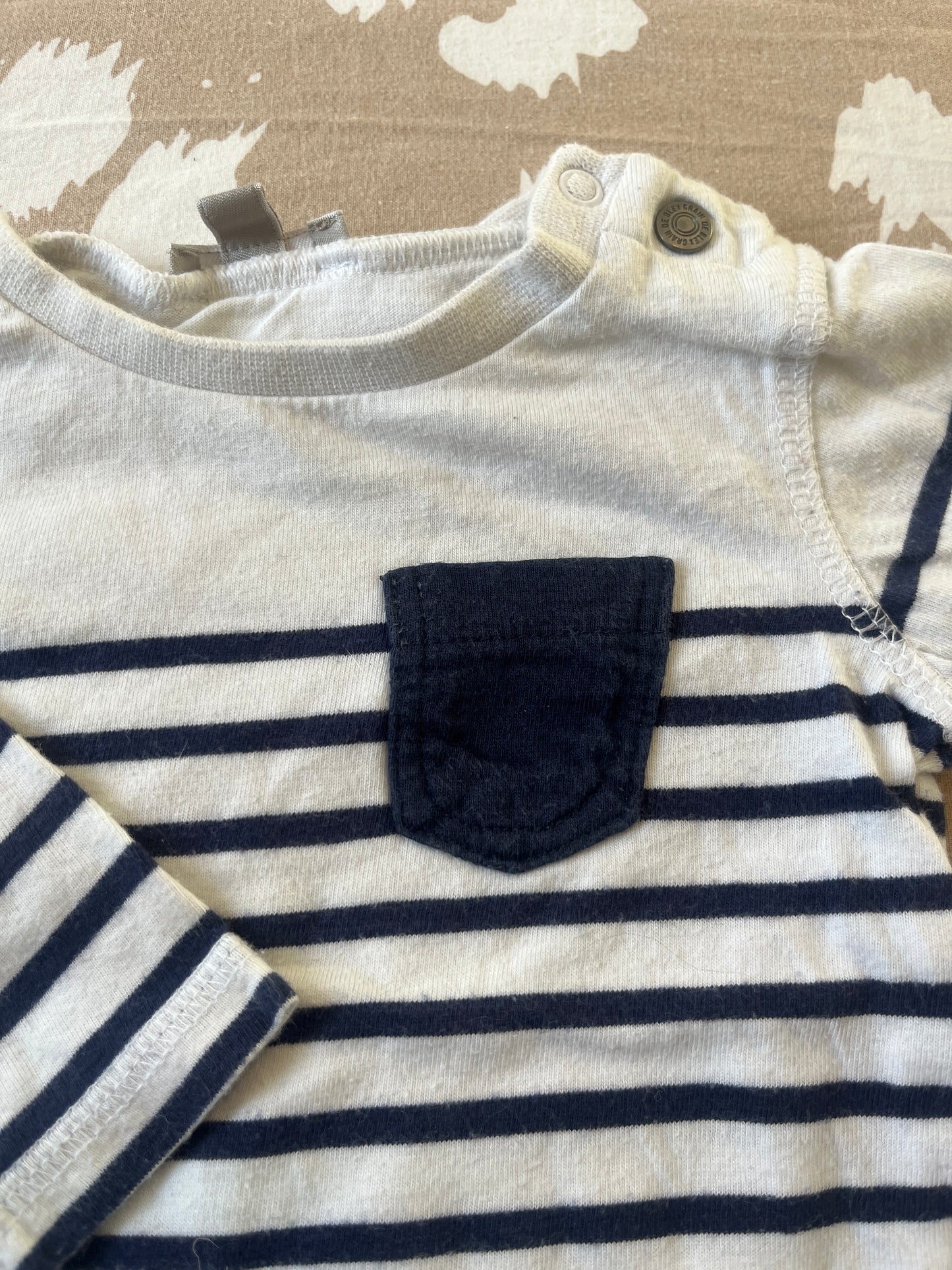 T-shirt à manches longues marinière avec poche - 3 mois