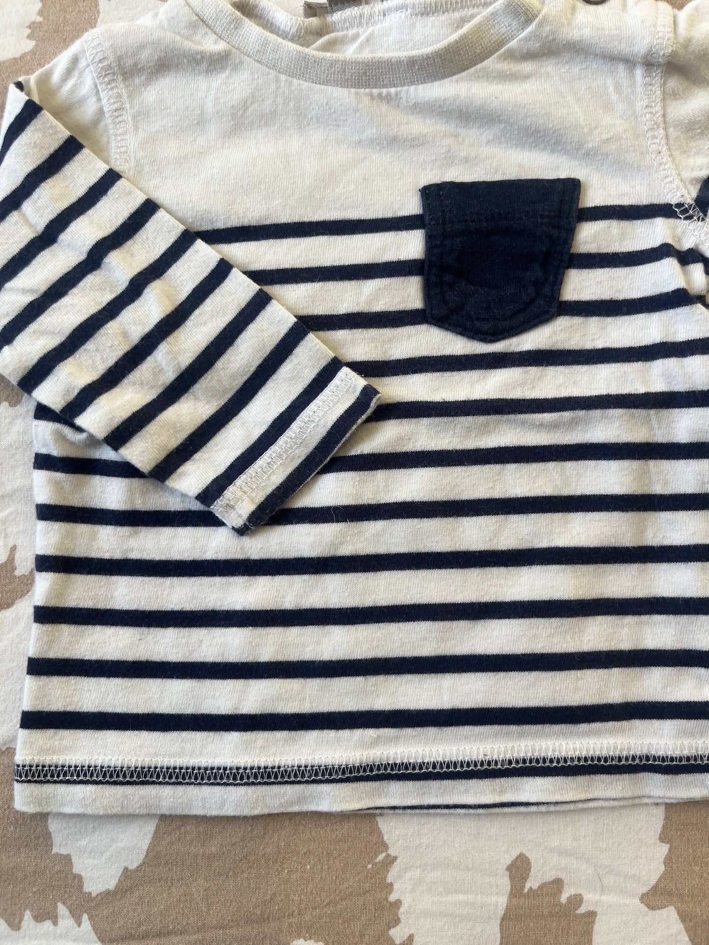 T-shirt à manches longues marinière avec poche - 3 mois