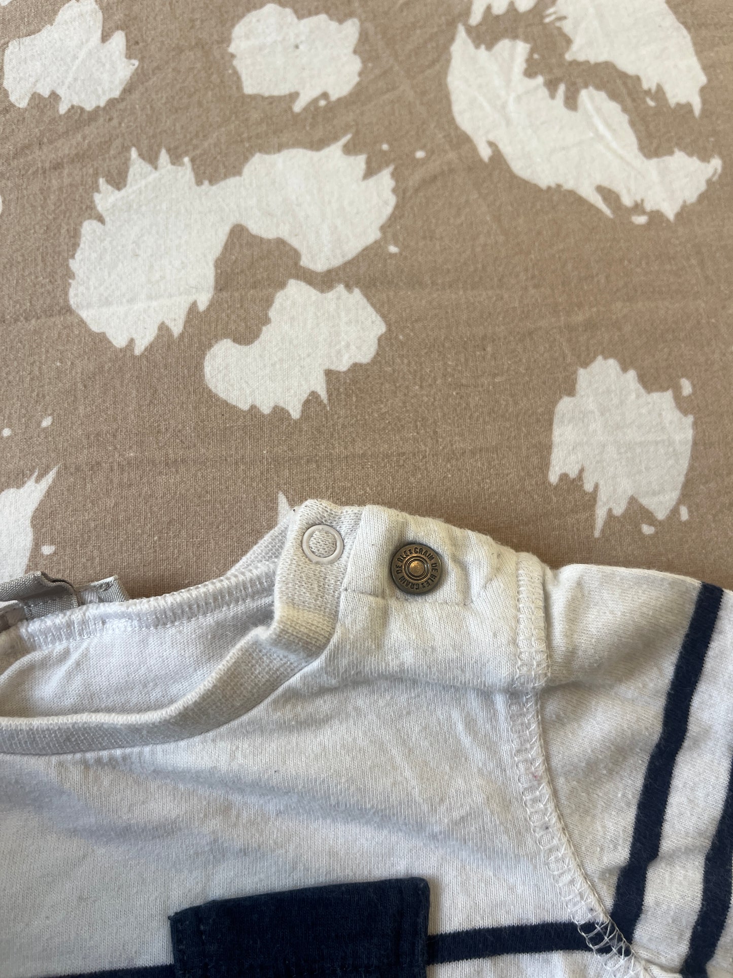 T-shirt à manches longues marinière avec poche - 3 mois