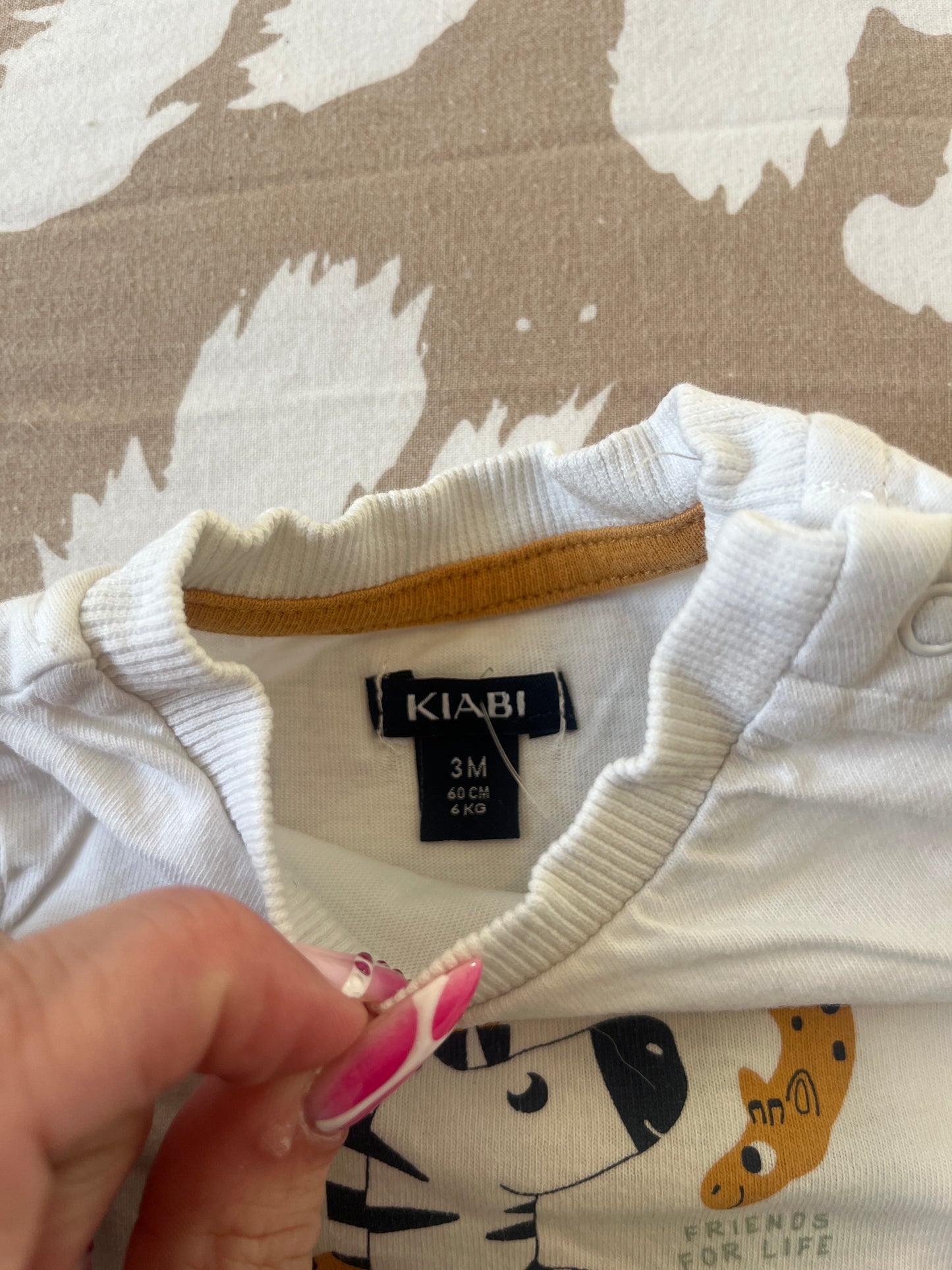 T-shirt à manches longues blanc zèbre et girafe « just Friends for Life » - 3 mois