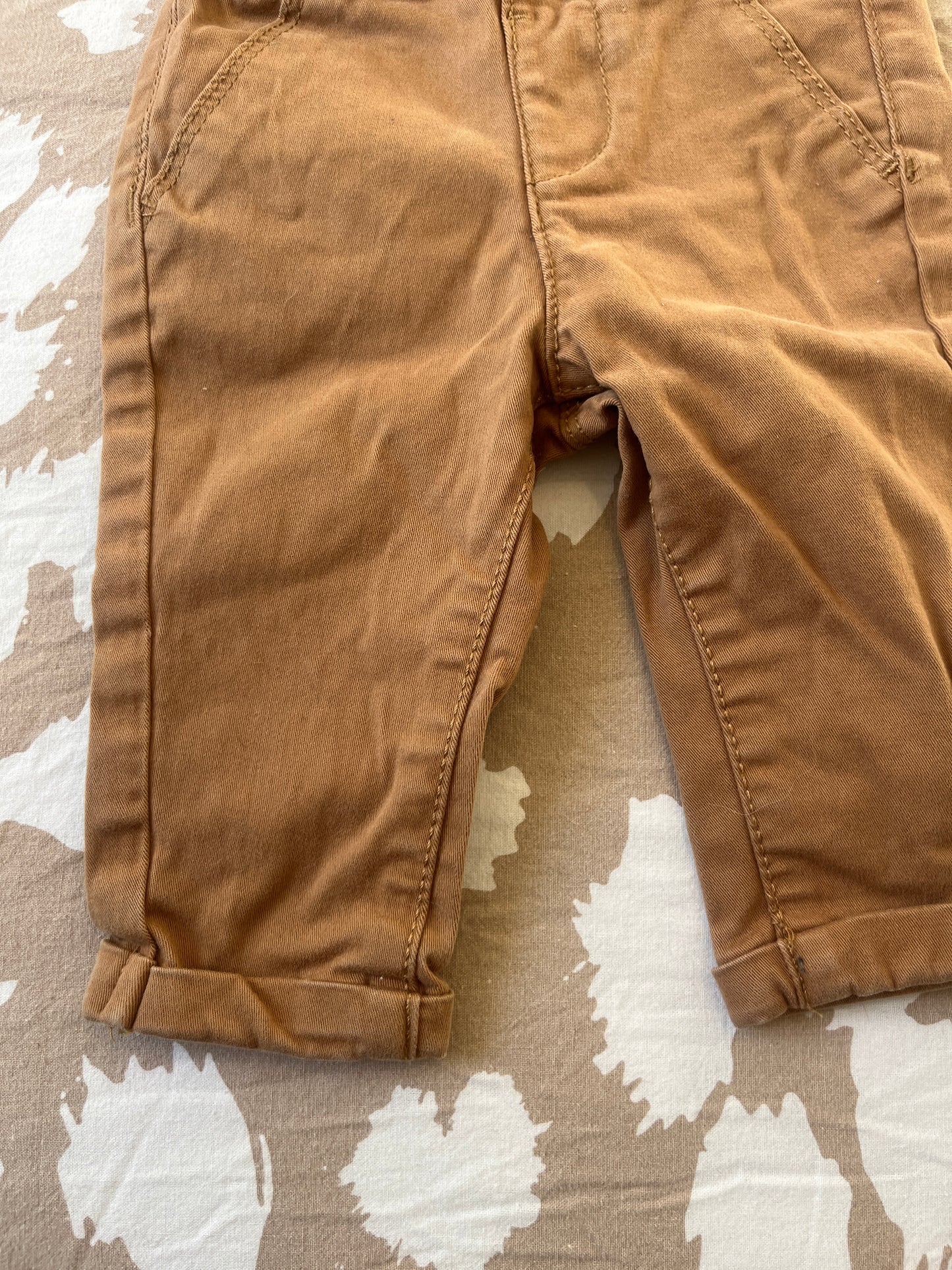 Pantalon type chino camel avec ourlets - 3 mois