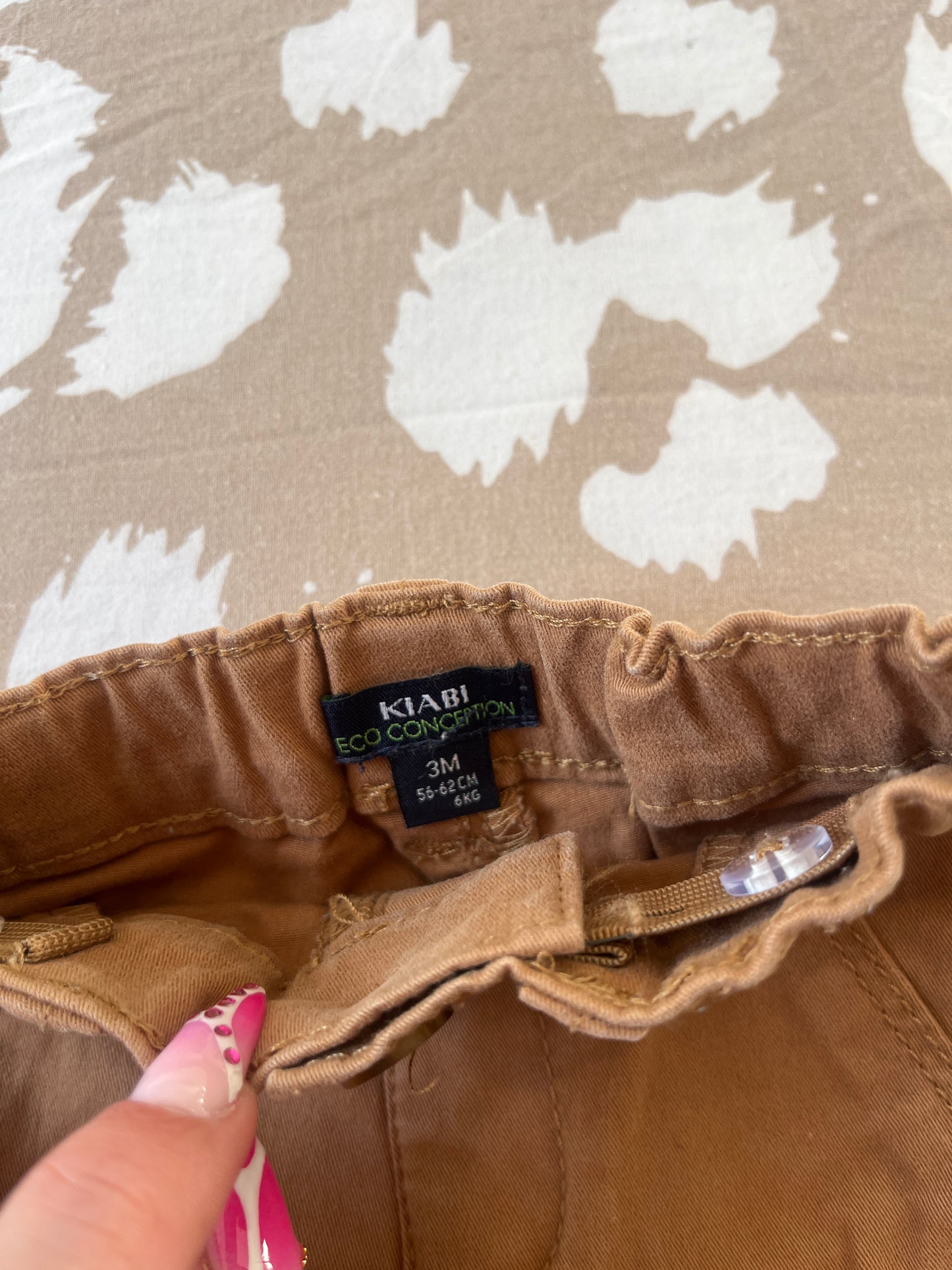 Pantalon type chino camel avec ourlets - 3 mois