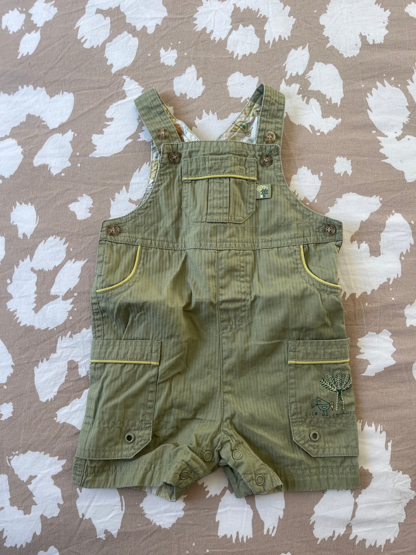 Salopette vert avec coutures jaunes Sergent Major - 3 mois
