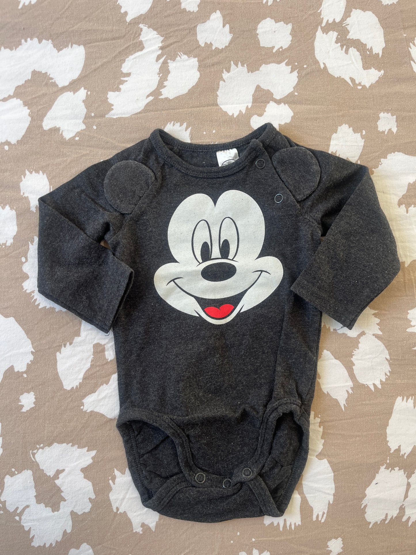 Body à manches longues gris foncé Mickey - 3 mois