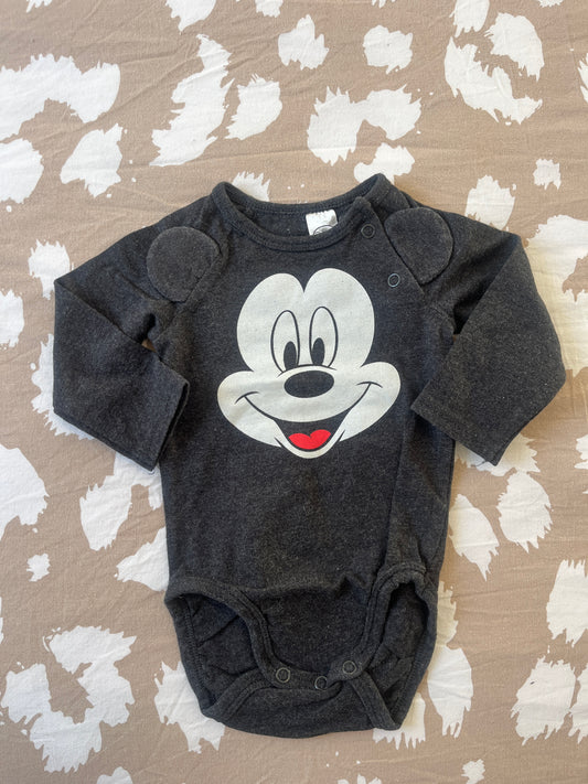 Body à manches longues gris foncé Mickey - 3 mois