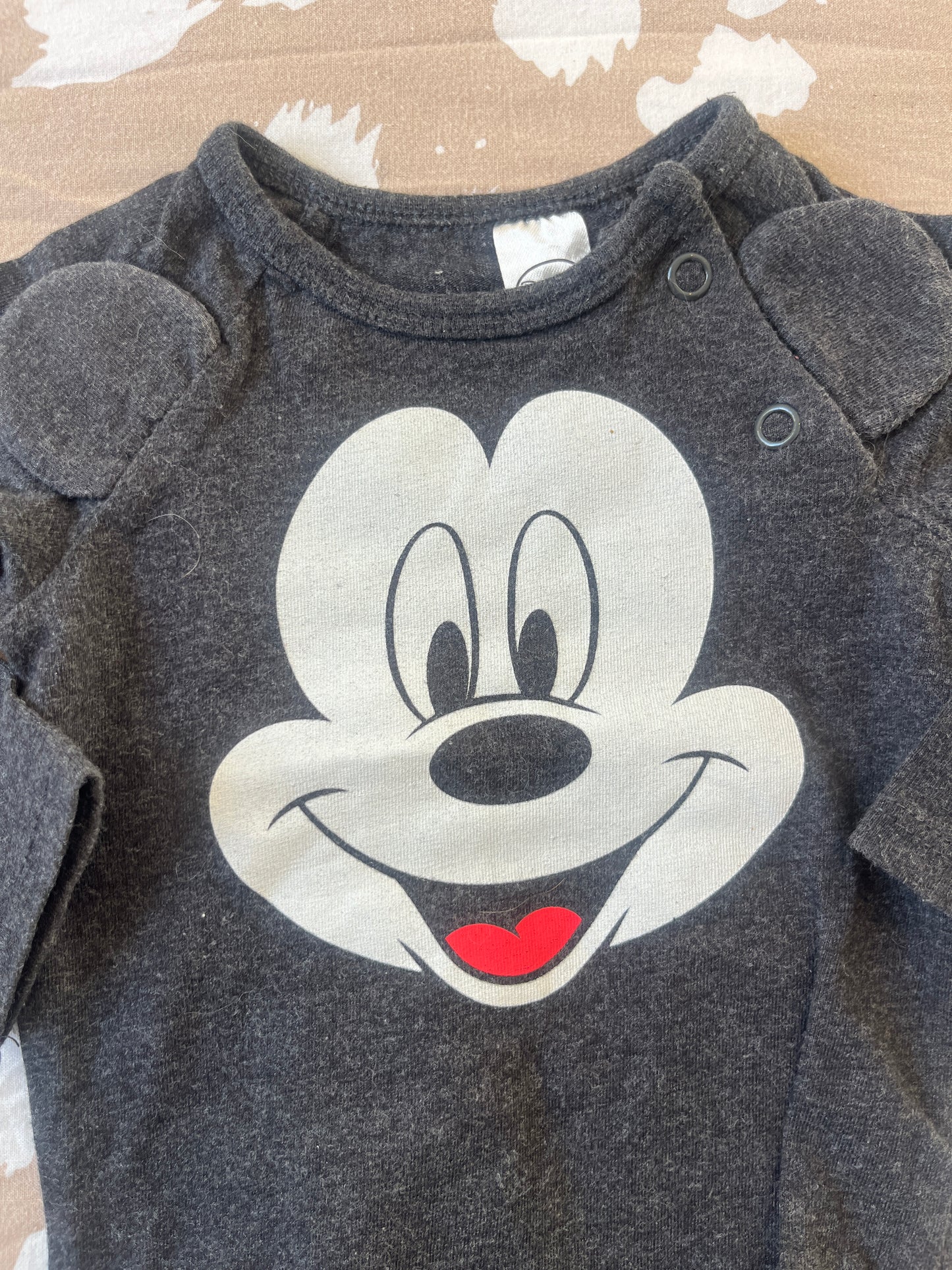 Body à manches longues gris foncé Mickey - 3 mois