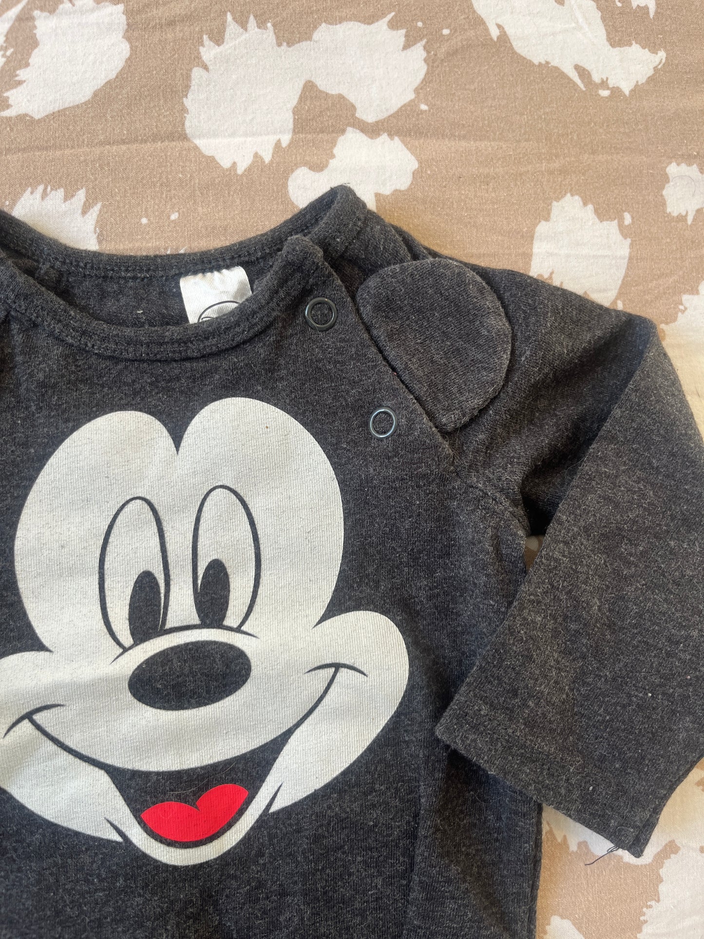 Body à manches longues gris foncé Mickey - 3 mois