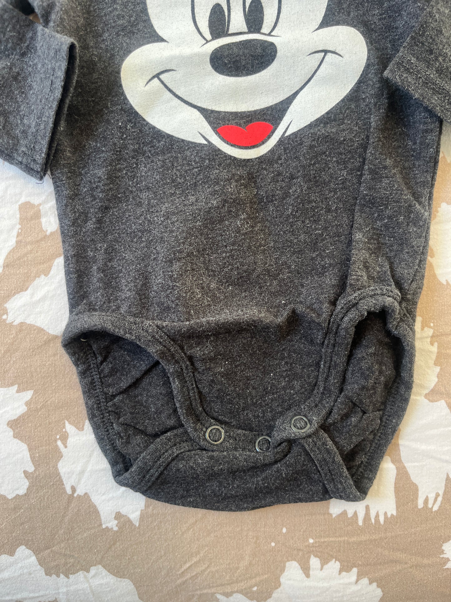 Body à manches longues gris foncé Mickey - 3 mois