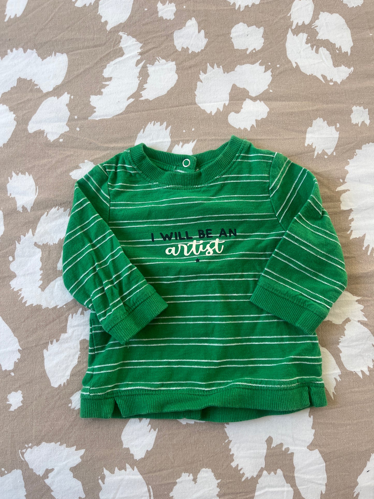 Pull à manches longues vert « I will be an artist » - 3 mois