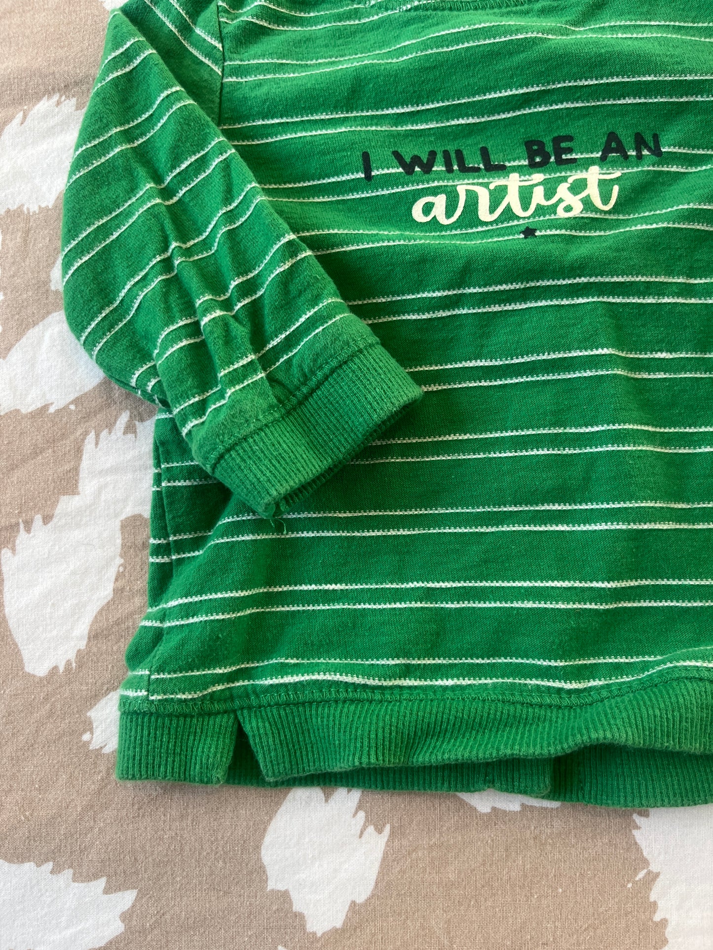 Pull à manches longues vert « I will be an artist » - 3 mois