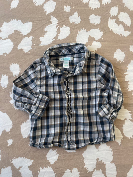 Chemise à manches longues à carreaux Obaïbi - 3 mois