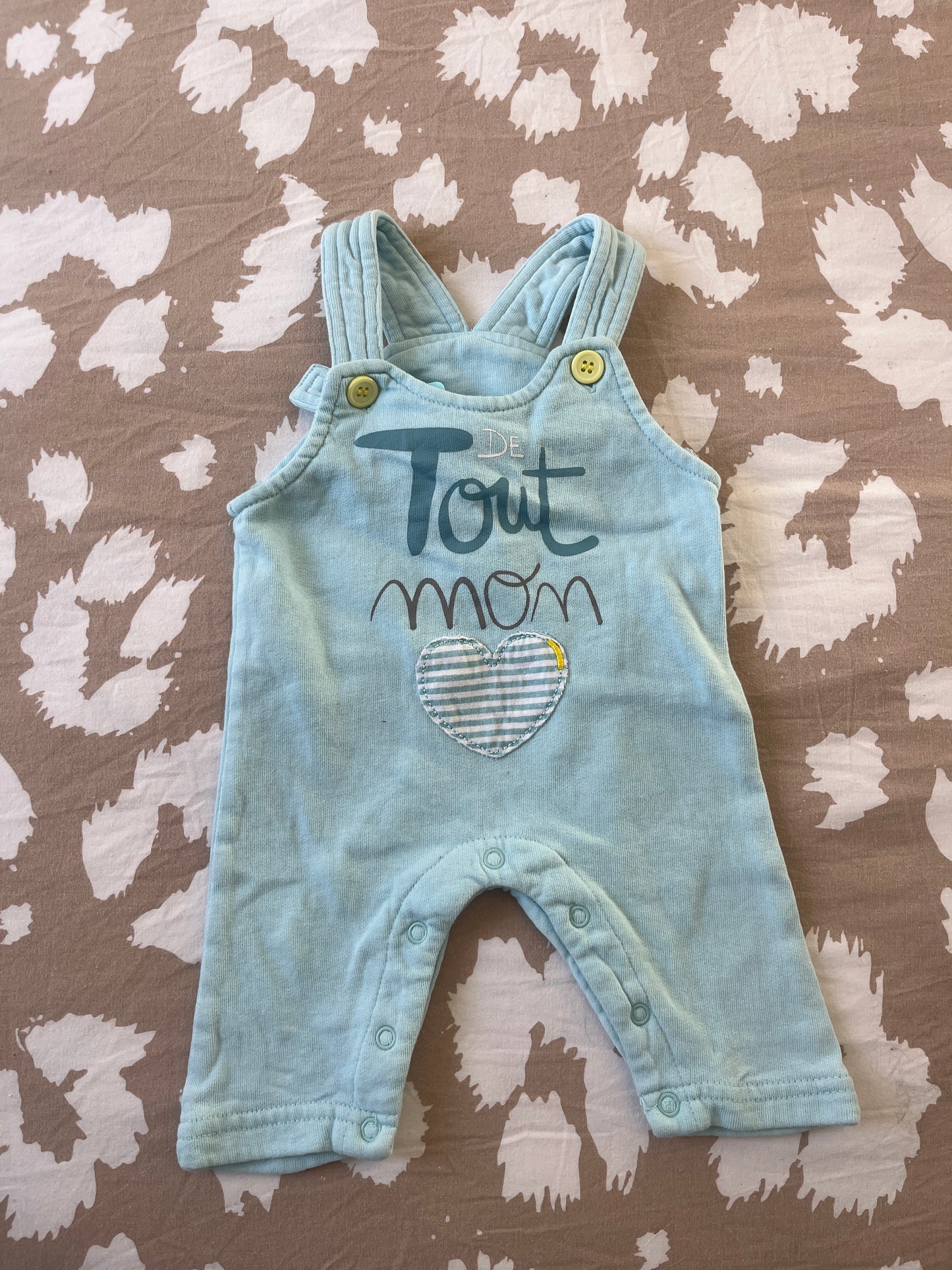 Salopette en jersey bleu « de tout mon cœur » - 3 mois