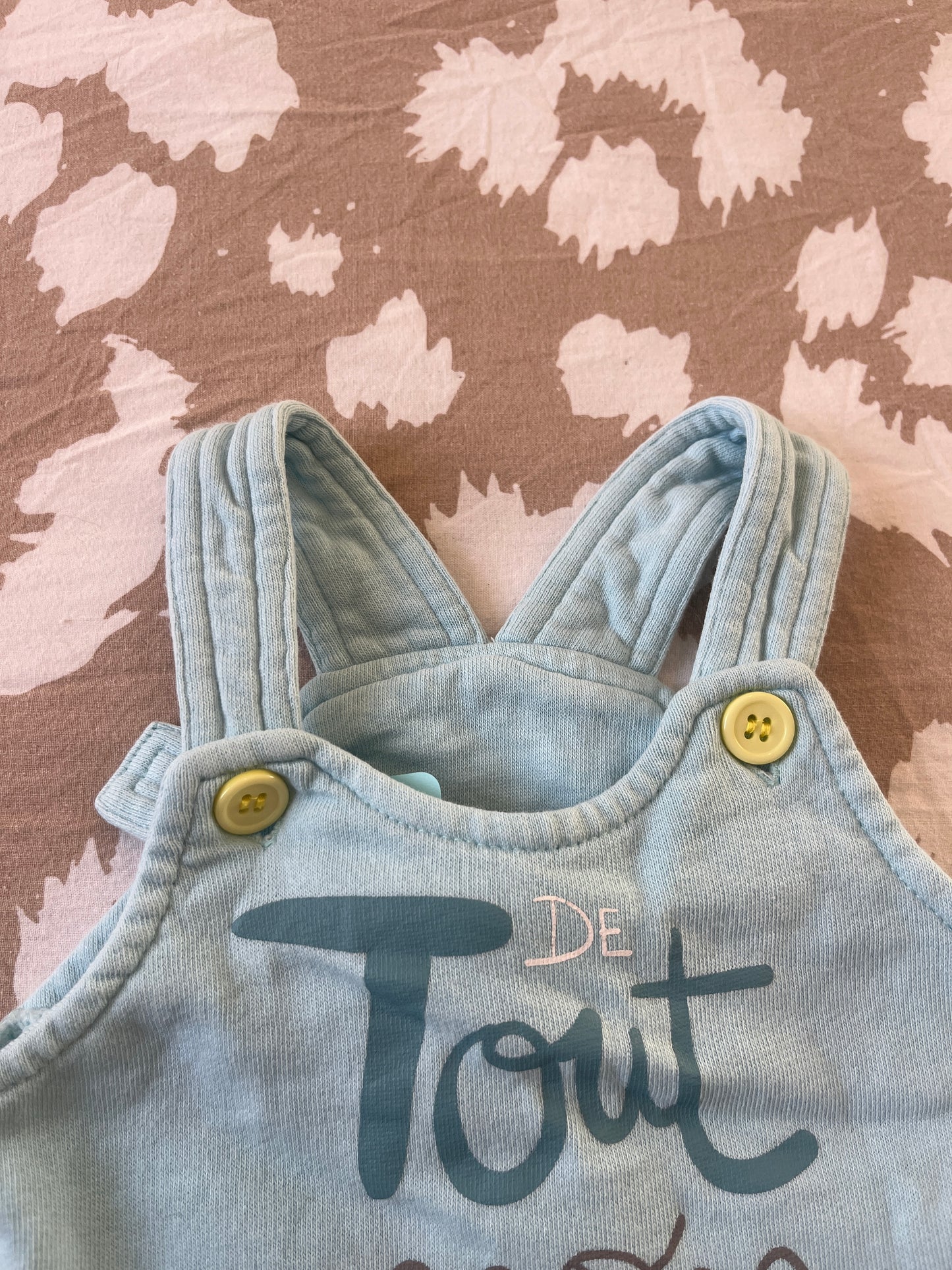 Salopette en jersey bleu « de tout mon cœur » - 3 mois