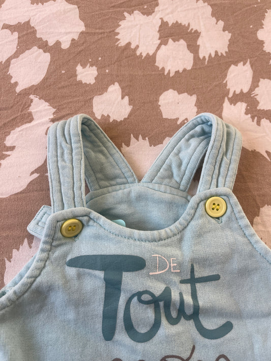 Salopette en jersey bleu « de tout mon cœur » - 3 mois