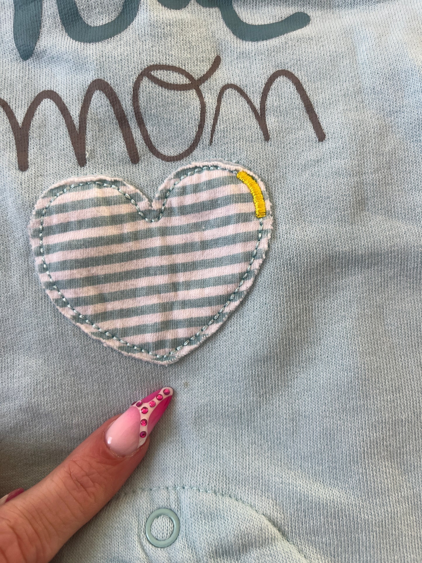 Salopette en jersey bleu « de tout mon cœur » - 3 mois