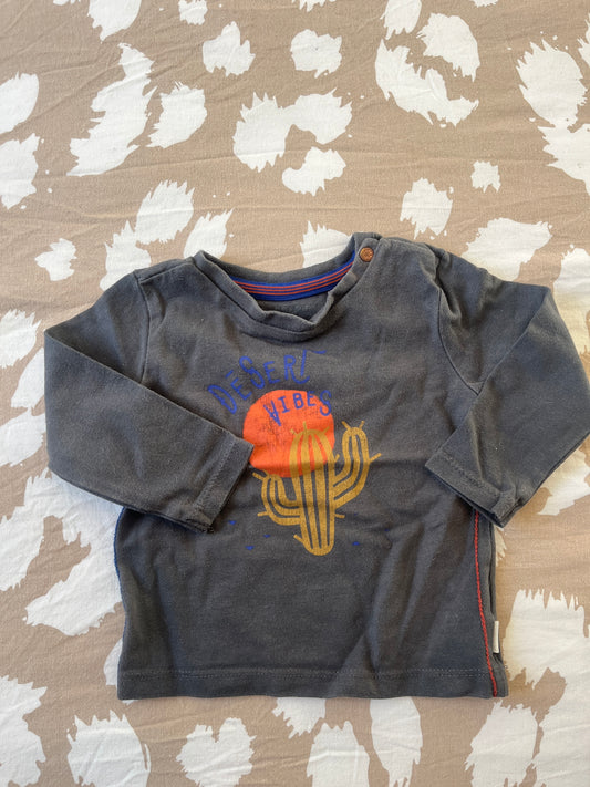 T-shirt à manches longues gris cactus « désert vibes » - 3 mois