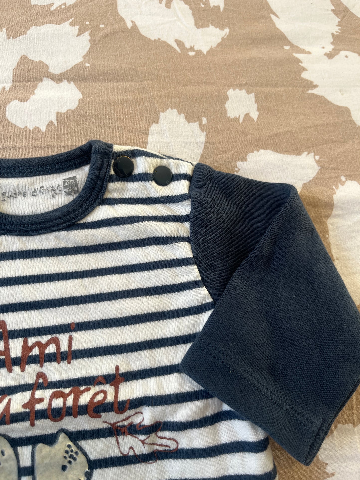 T-shirt à manches longues marinière écureuil « ami de la forêt » - 3 mois