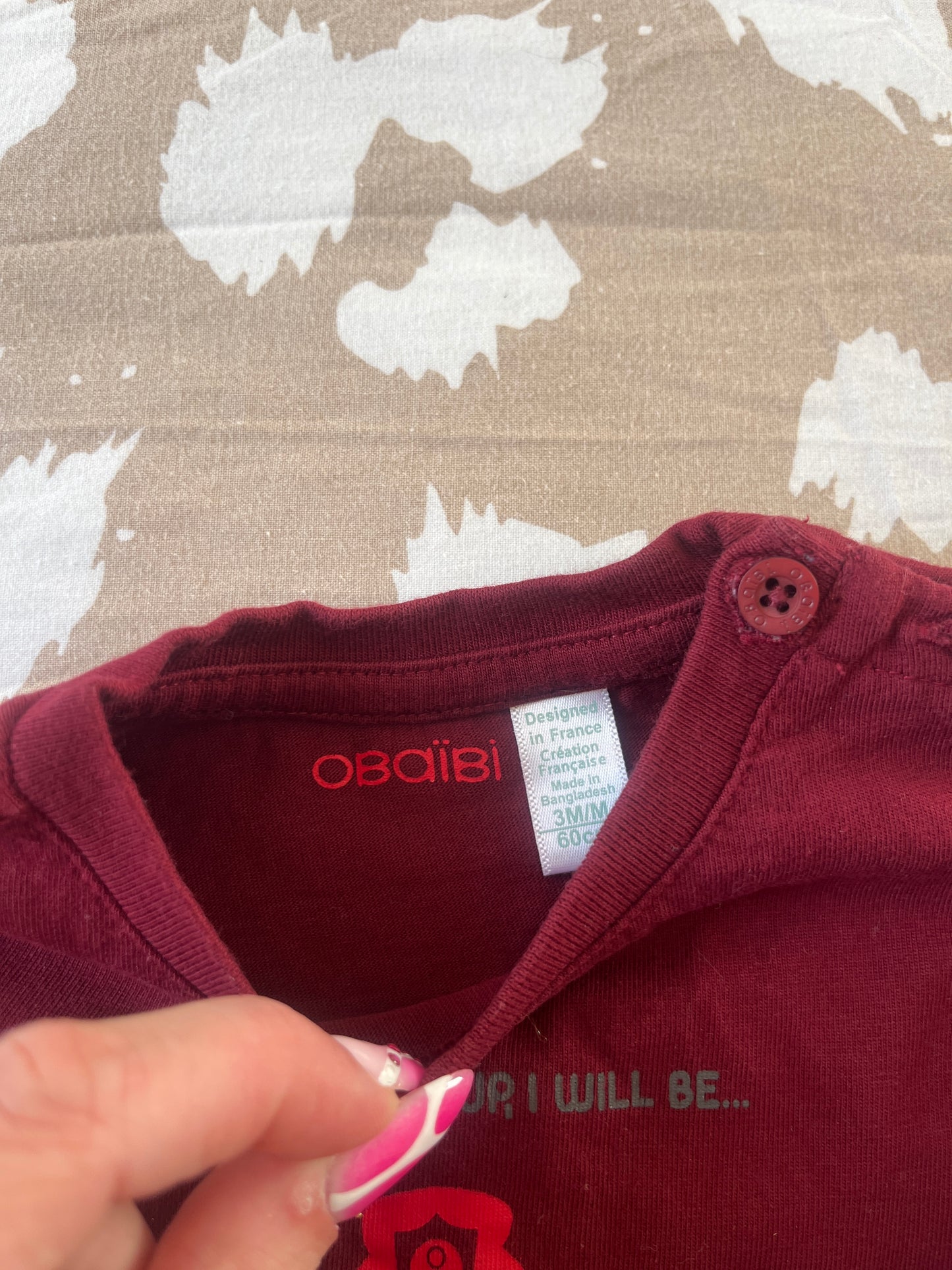 T-shirt à manches longues bordeaux « when i grow up, i will be a fireman » - 3 mois