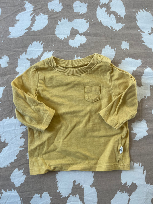 T-shirt à manches longues jaune avec poche - 3 mois