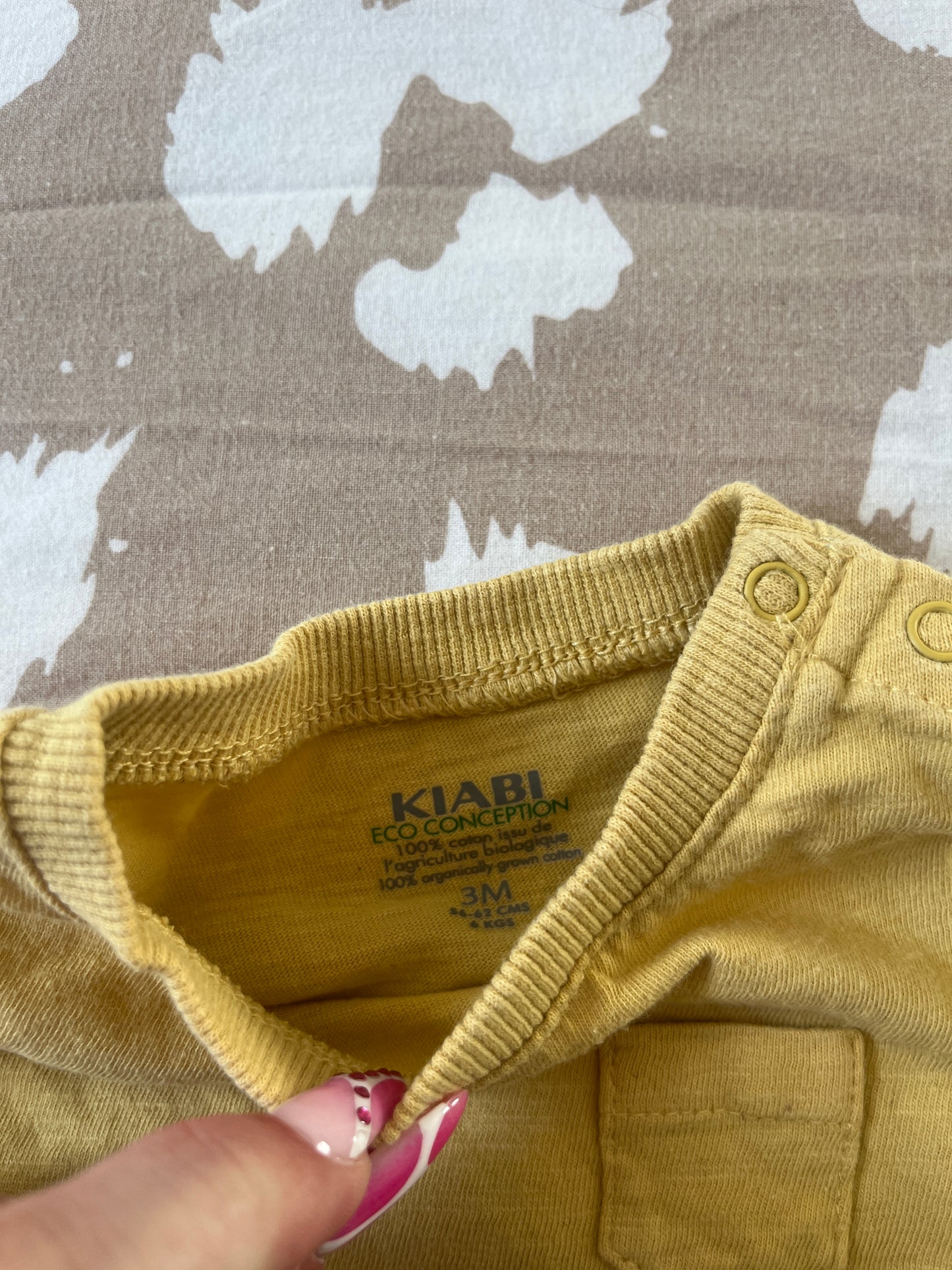 T-shirt à manches longues jaune avec poche - 3 mois