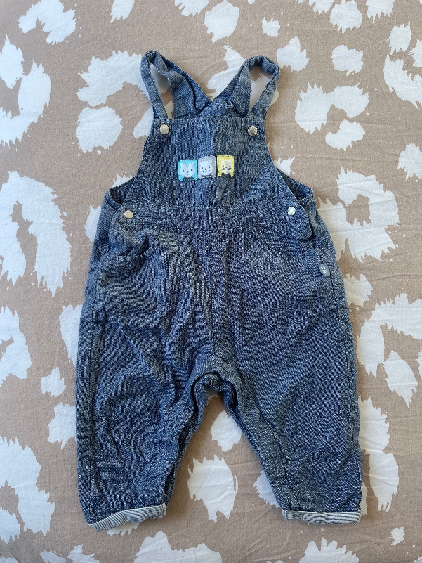 Salopette effet jean bleu avec ourlets - 3 mois