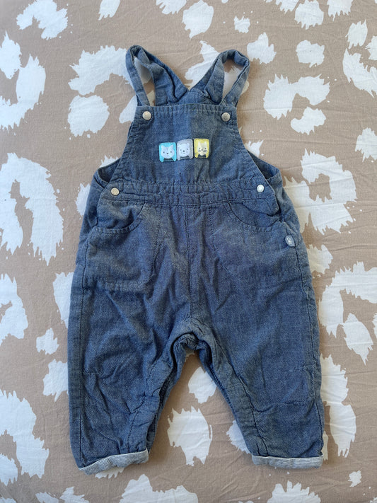 Salopette effet jean bleu avec ourlets - 3 mois