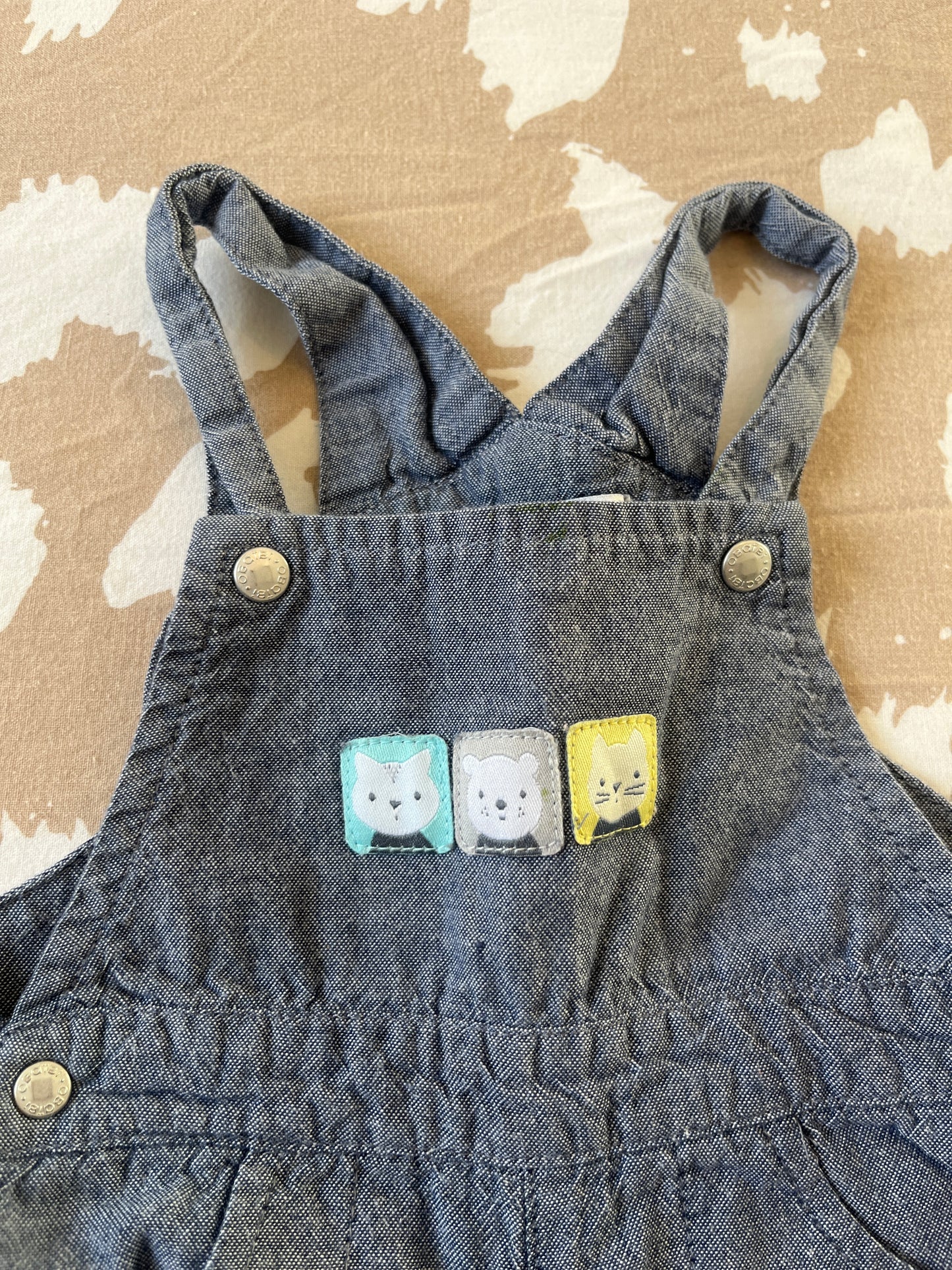 Salopette effet jean bleu avec ourlets - 3 mois