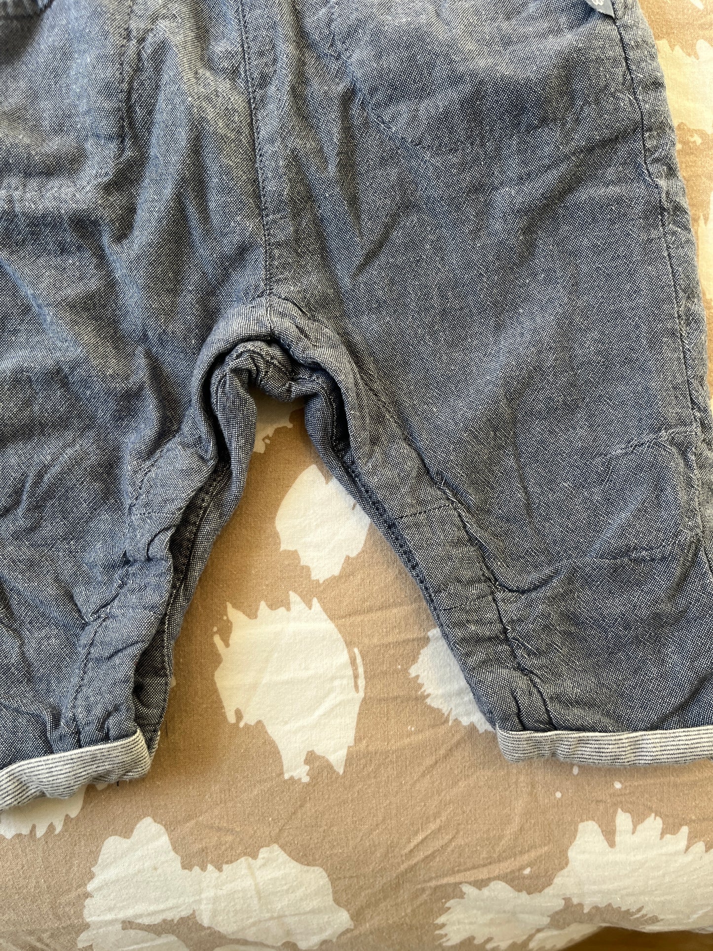 Salopette effet jean bleu avec ourlets - 3 mois
