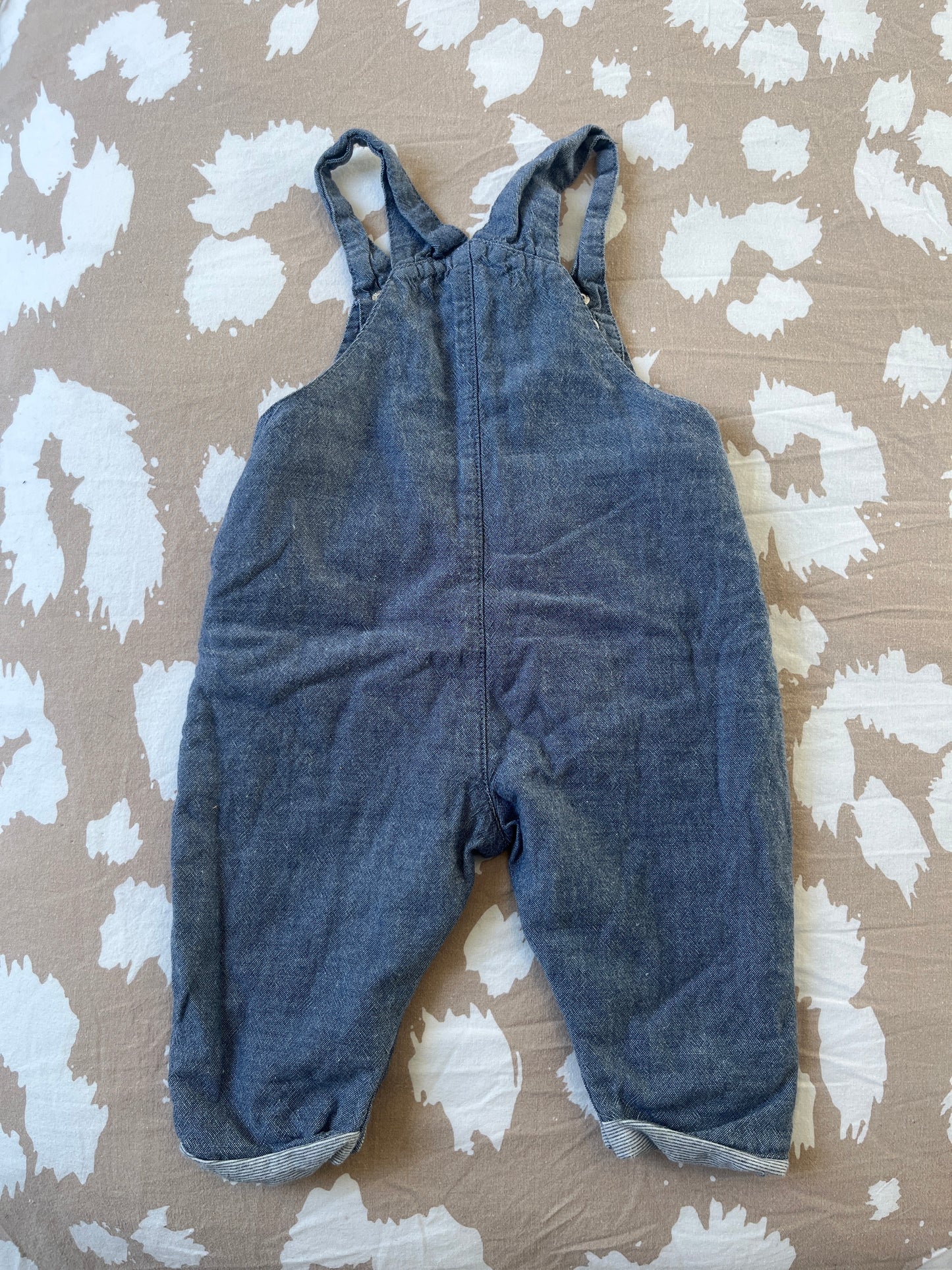 Salopette effet jean bleu avec ourlets - 3 mois