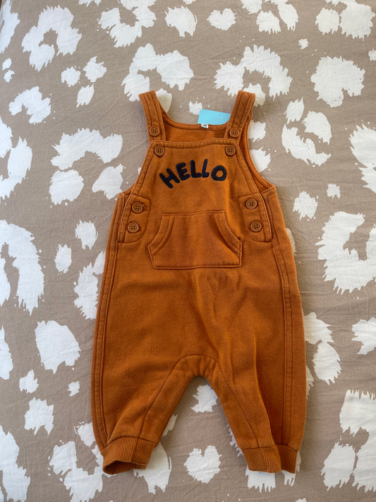 Salopette en jersey camel « Hello » - 3 mois