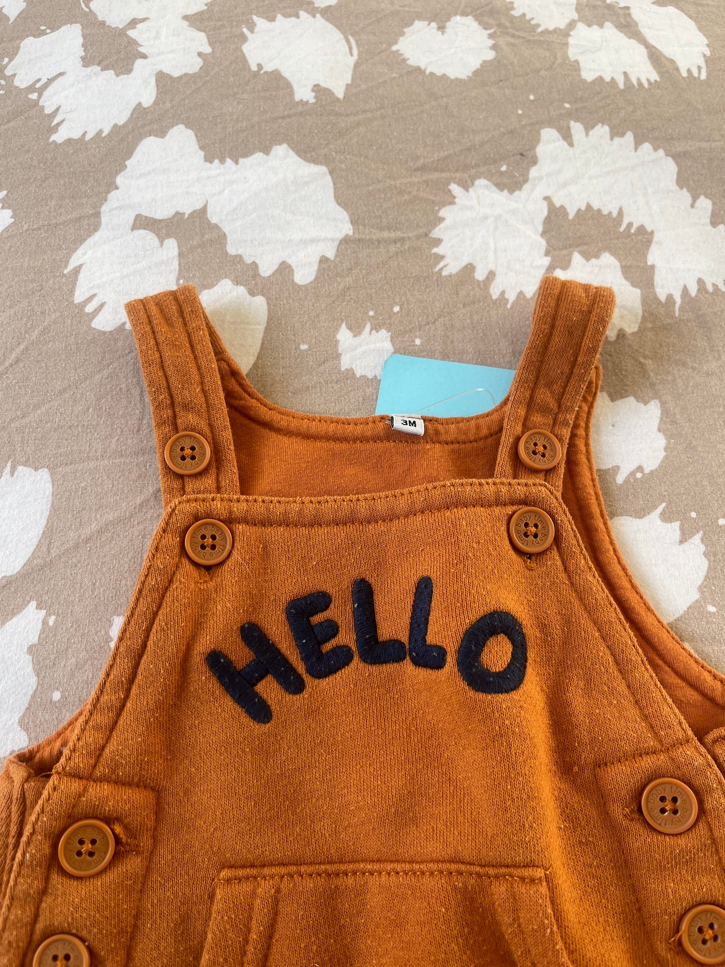 Salopette en jersey camel « Hello » - 3 mois