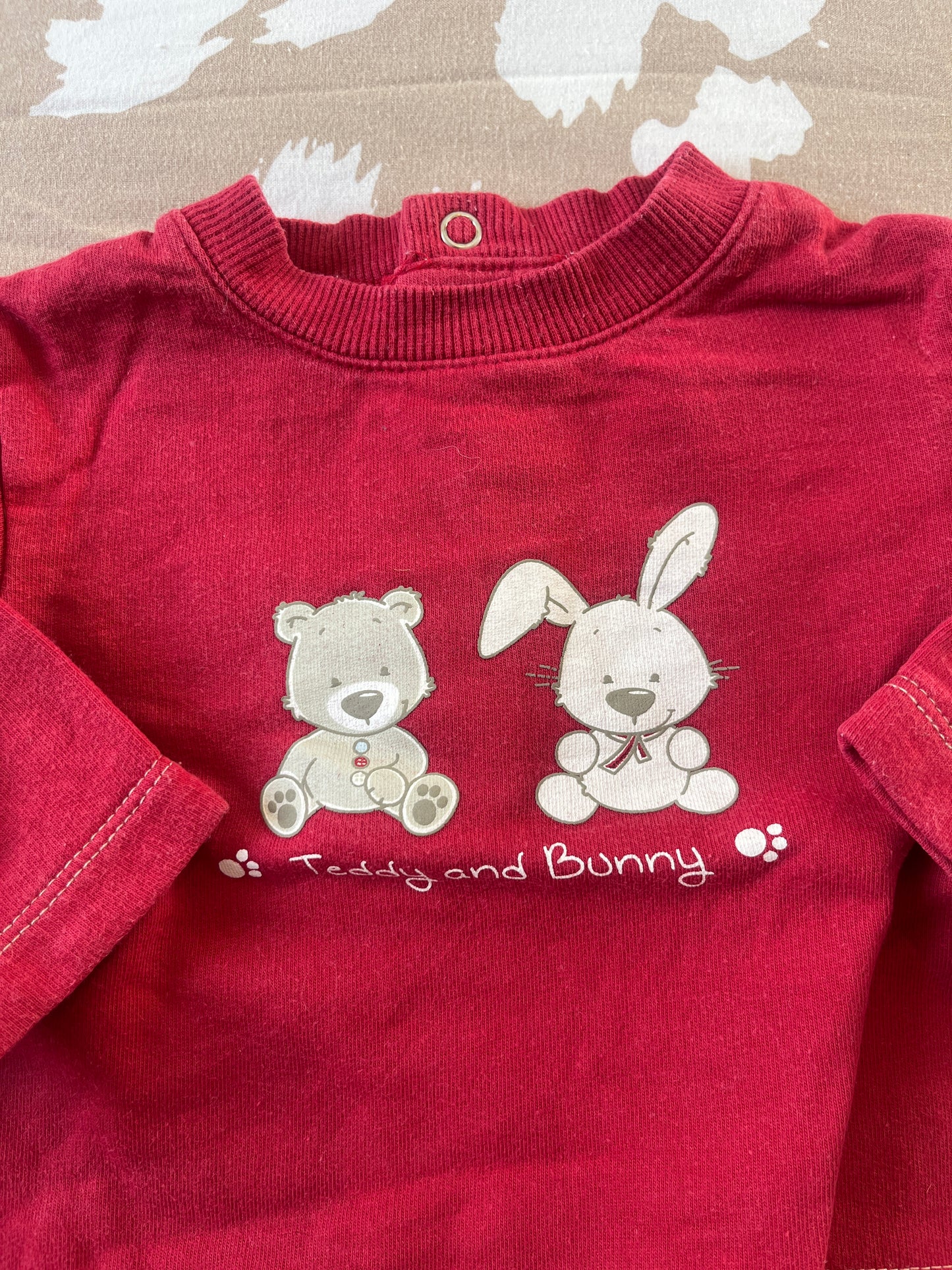 Pull à manches longues rouge « Teddy and bunny » - 3 mois