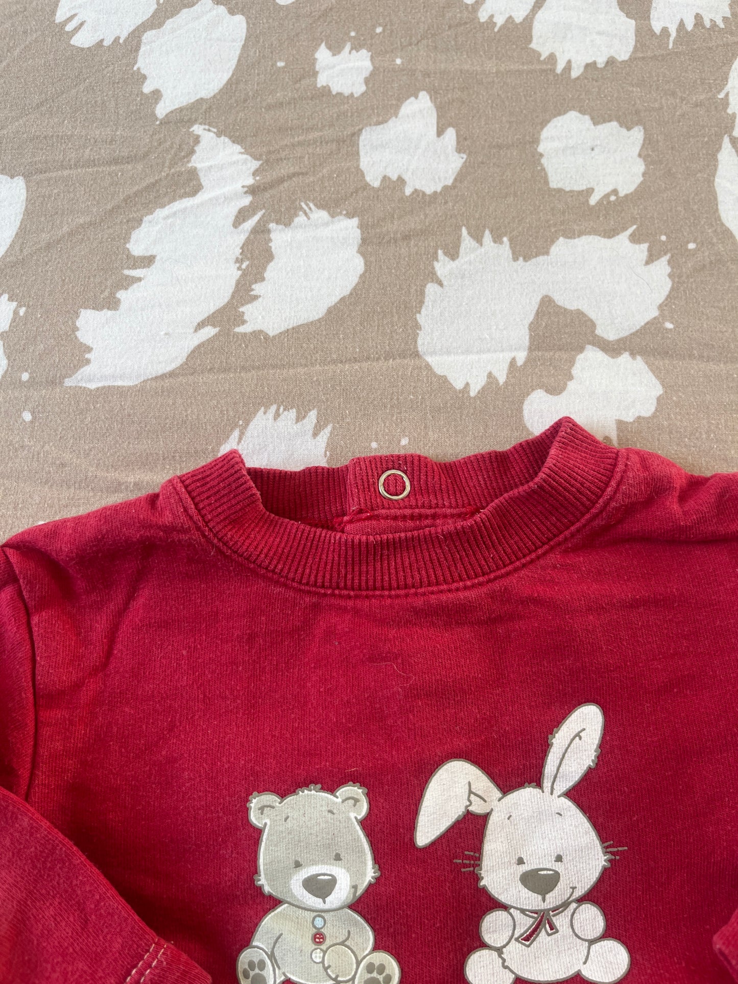 Pull à manches longues rouge « Teddy and bunny » - 3 mois