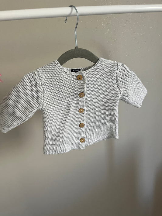 Gilet en maille grise avec boutons aspect bois - 3 mois